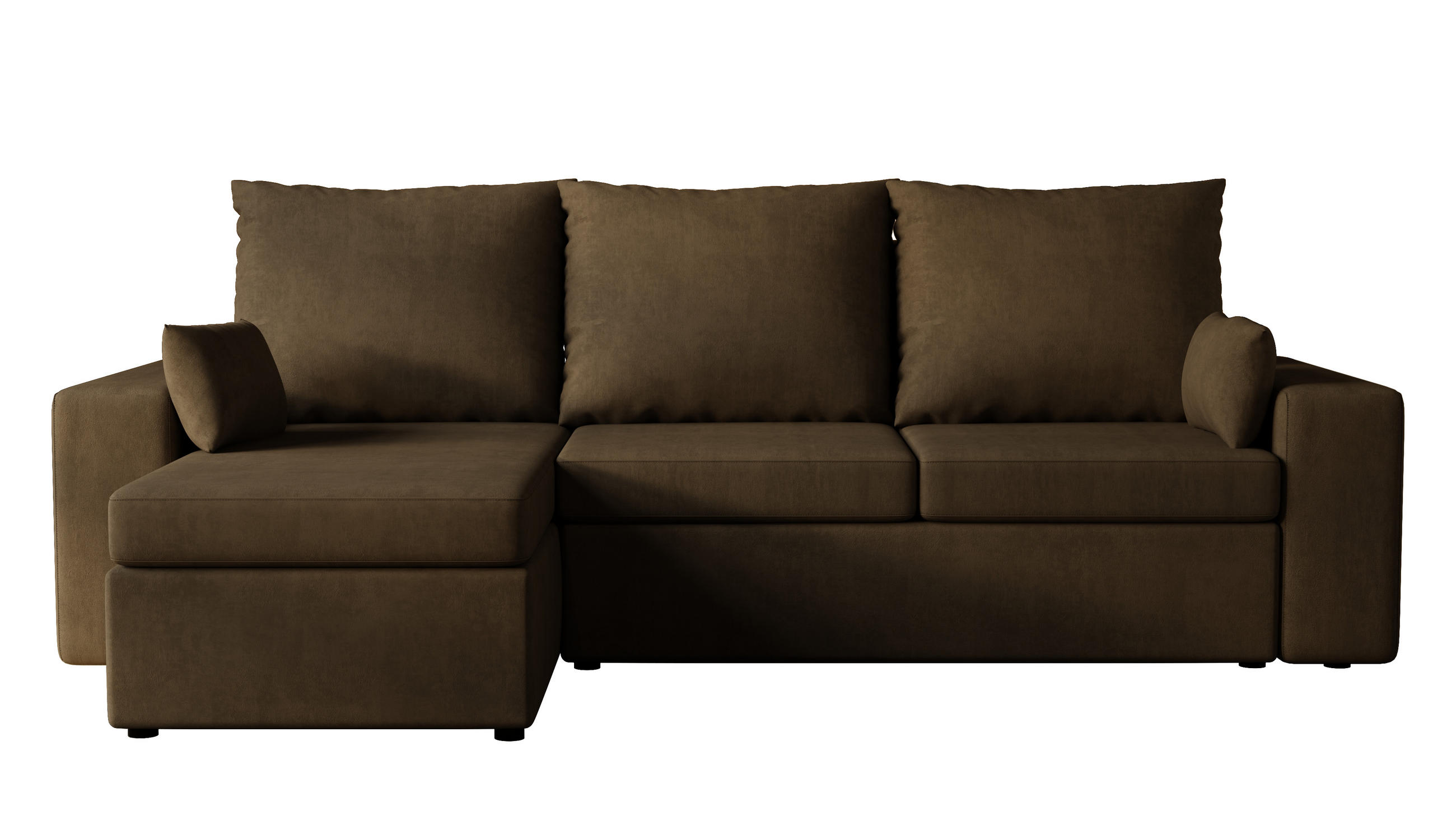 ECKSOFA Paco mit Bettkasten und Schlaffunktion, L-Form/XL-Form, Velourstoff, Universal - Braun, Holzwerkstoff (246/145cm) - 4ALL HOME