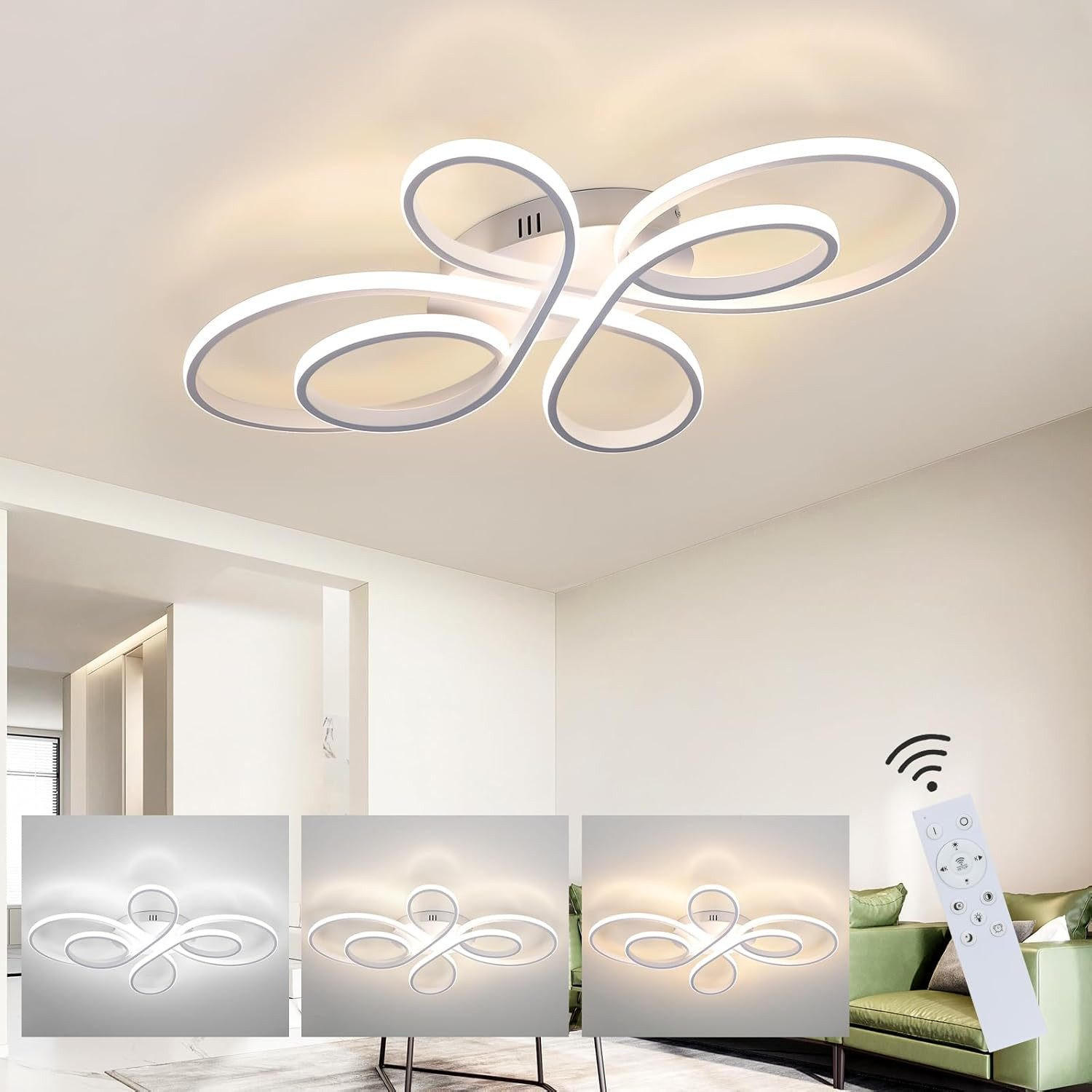 LED-DECKENLEUCHTE Falterstil 66/41/9.5 cm - Weiß, Metall (66/41/9.5cm) - Nettlife