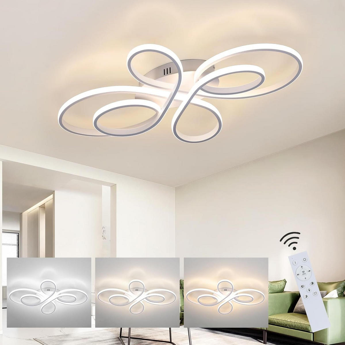 LED-DECKENLEUCHTE Falterstil 66/41/9.5 cm - Weiß, Metall (66/41/9.5cm) - Nettlife