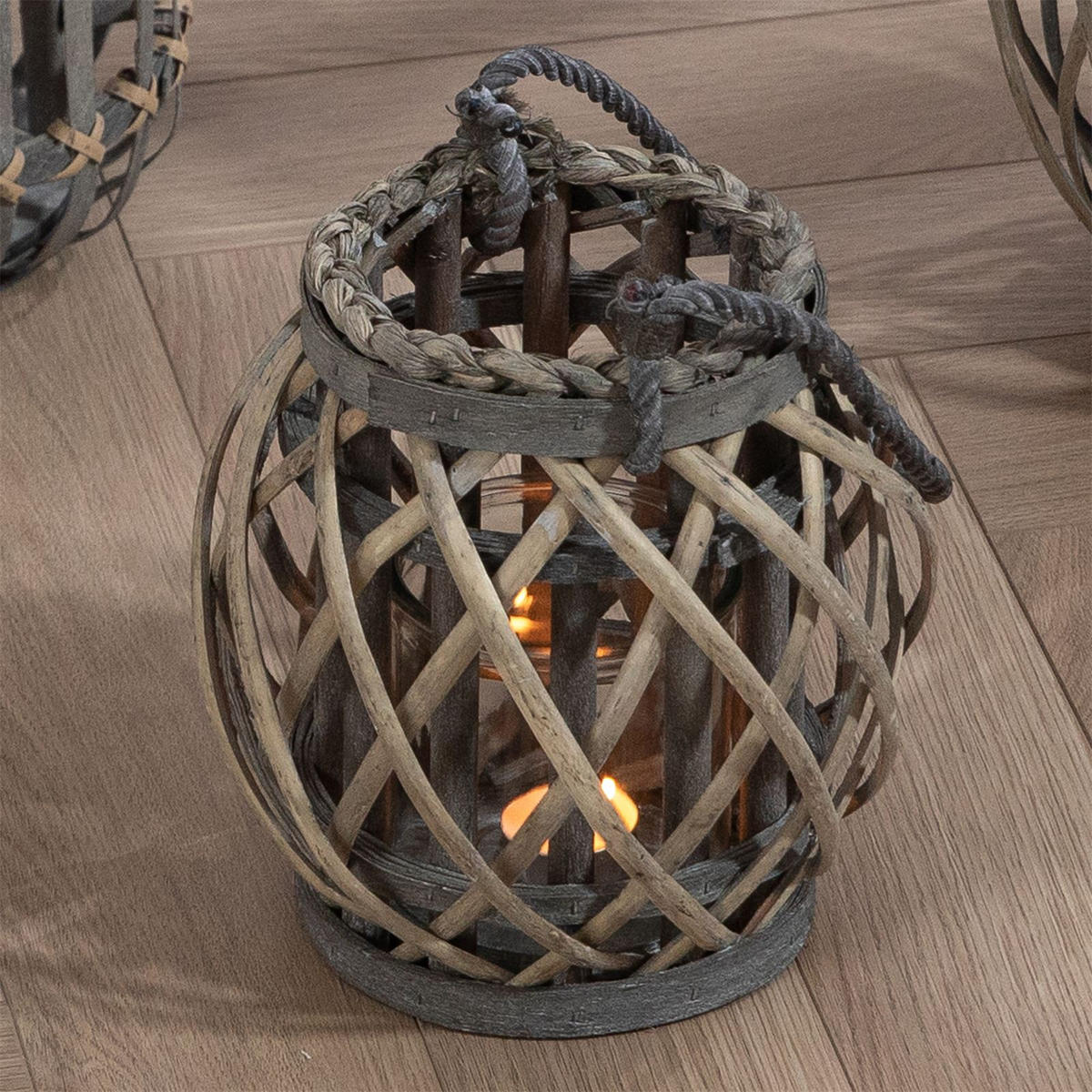 LATERNEN EBRU 2ER-SET - Grau, Glas (20/21/20cm) - IDIMEX