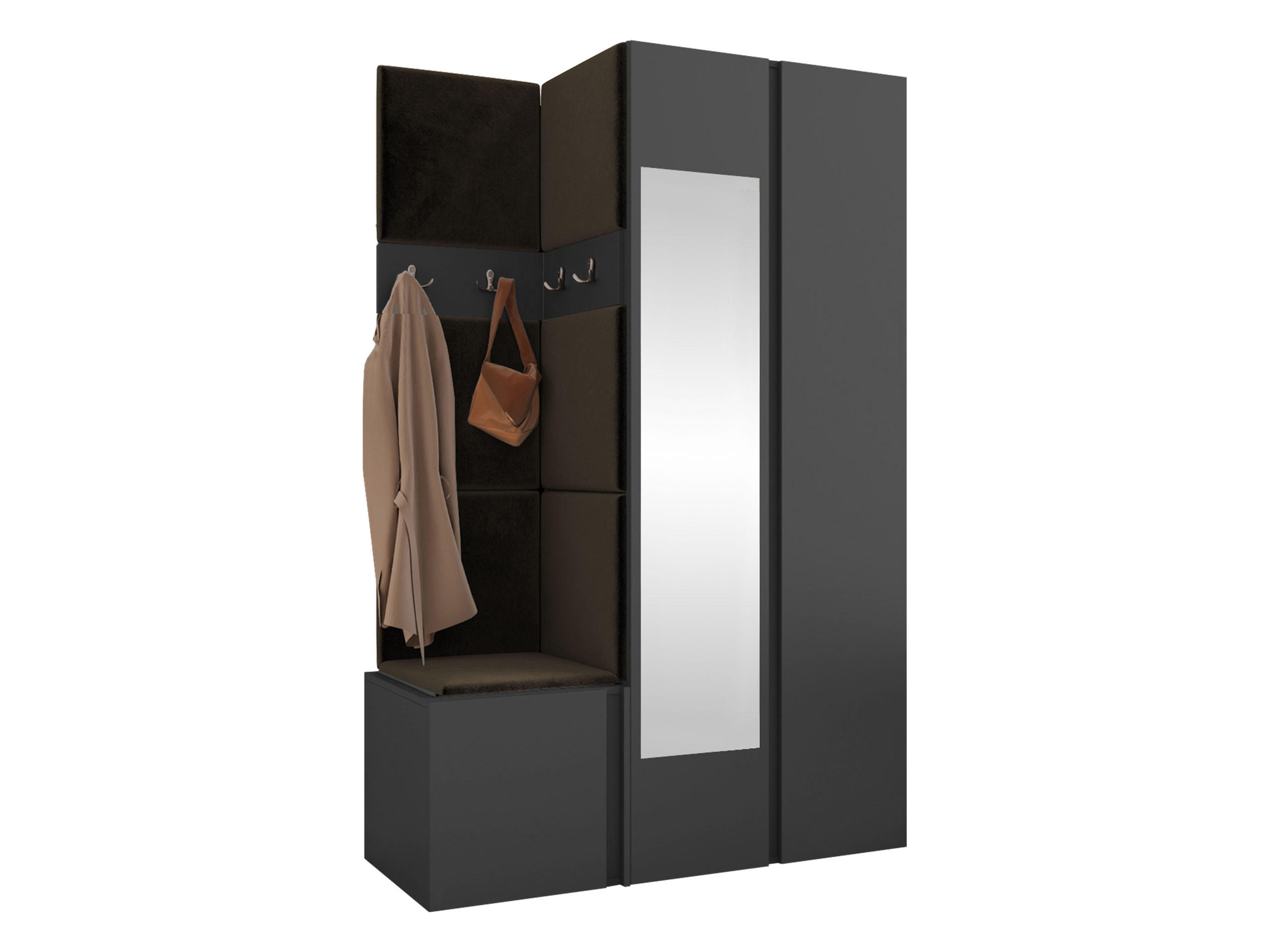 MOBILIER PENTRU HOL Orion XXVI - maro/grafit, material plastic/compozit lemnos (116/186/46cm) - MIRJAN24