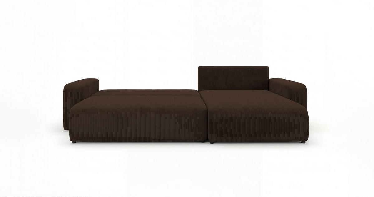 ROHOVÁ pohovka BERLIN pravá hnědá manšestr Poso 6 - funkce spaní, úložný prostor - hnědá, textil (285/184cm) - Cornero