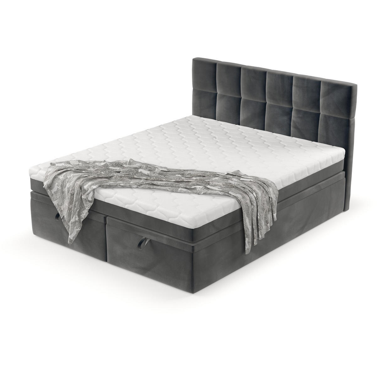 BOXBETT Elano 200/200 cm Anthrazit im Paros Stoff - Anthrazit/Schwarz, Holz/Holzwerkstoff (200/200cm) - AltaBeds