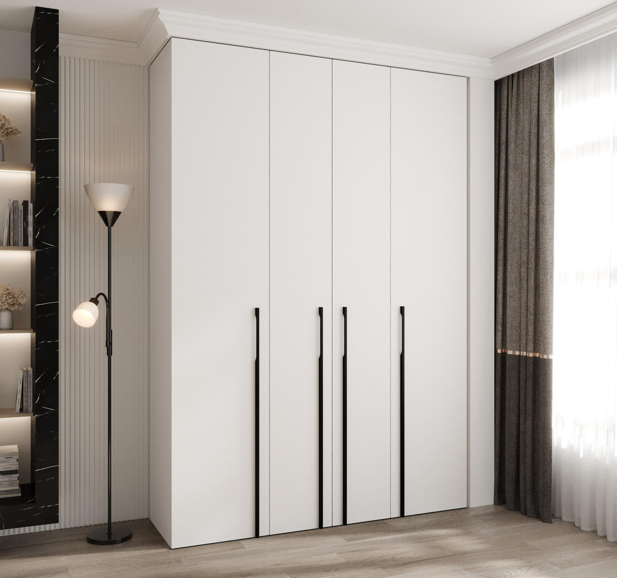 DREHTÜRENSCHRANK 245,5/170/40 4-türig - Schwarz/Weiß, Holz/Metall (170/245.5/40cm) - Abiks Möbel