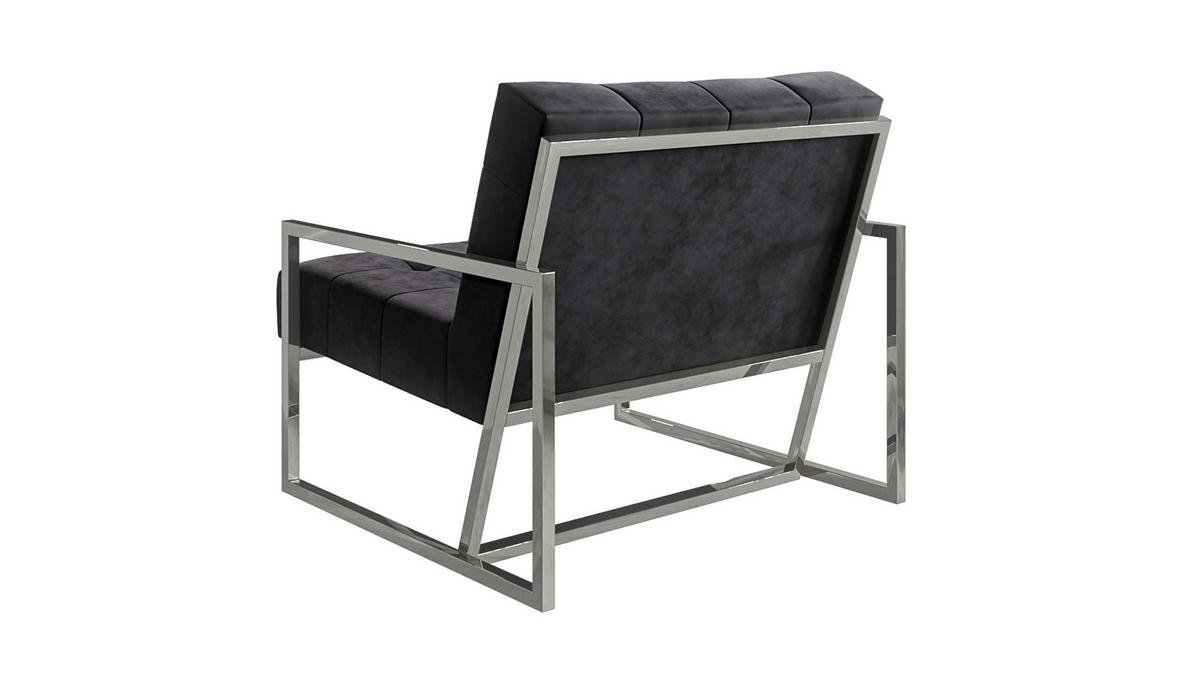 LOUNGESESSEL Duban Schwarz Samtstoff - Silberfarben/Schwarz, Holz/Textil (84/81/89cm) - S-Style Möbel