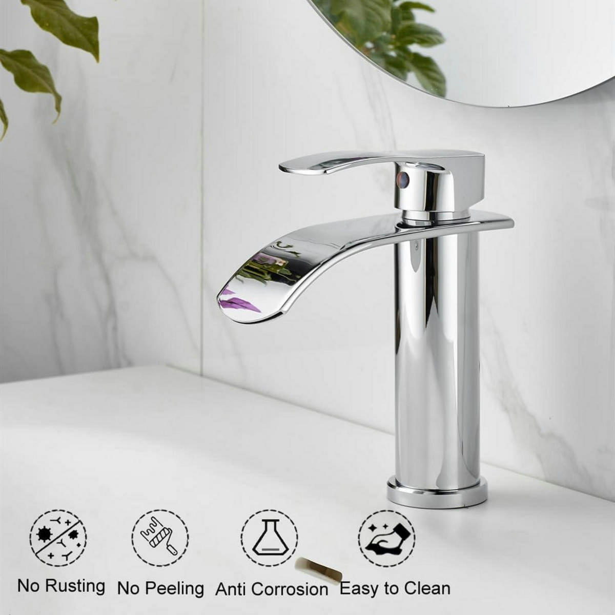 WASCHTISCHARMATUR Wasserfall Einhebel Chrom - Silberfarben, Metall (16/10/18.5cm)