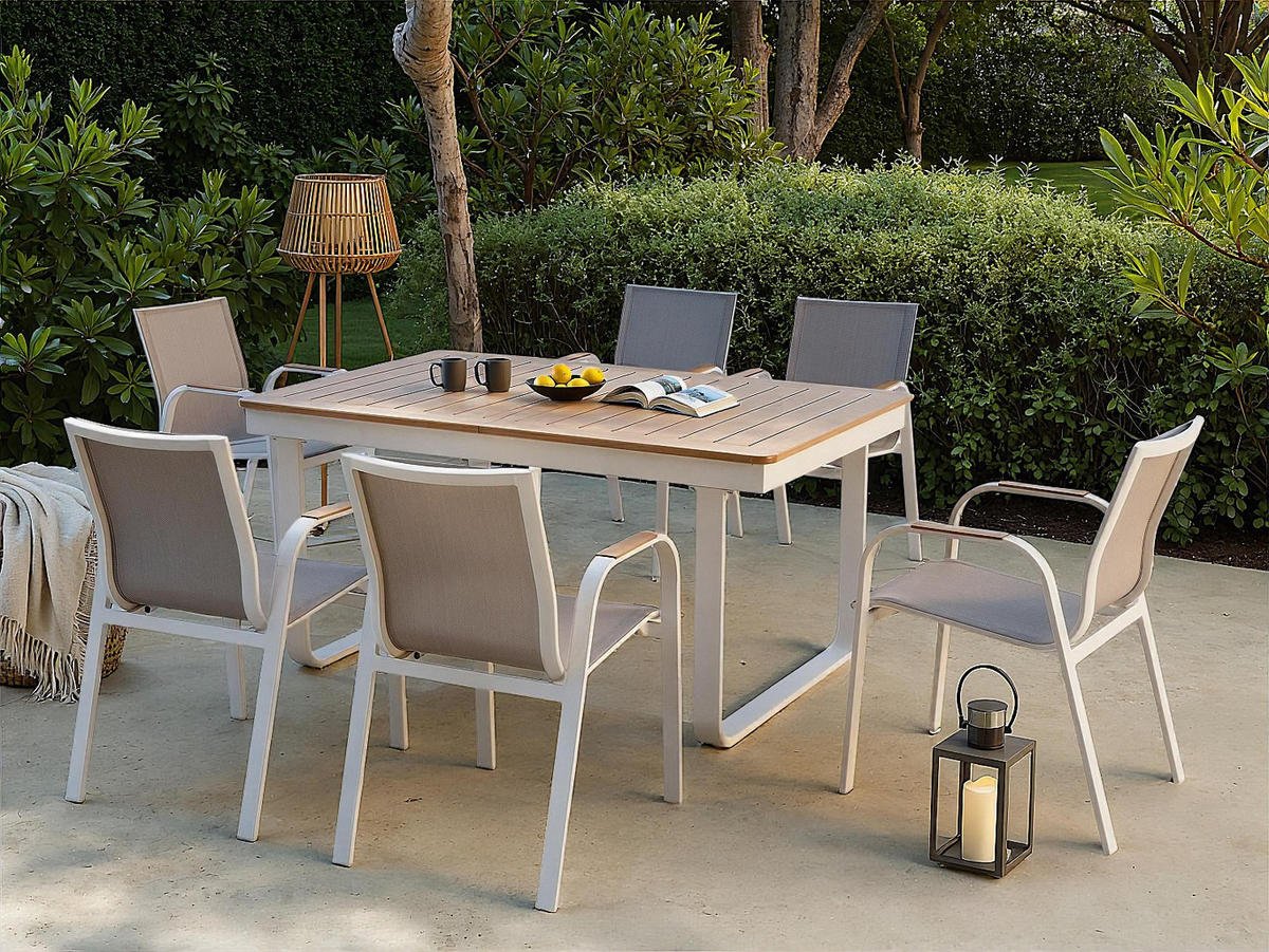GARTENTISCH - 4 Personen, 6 Personen, 8 Personen - metall - naturfarben hell Seruno - Naturfarben, Metall (100/155/75cm) - Vente-Unique