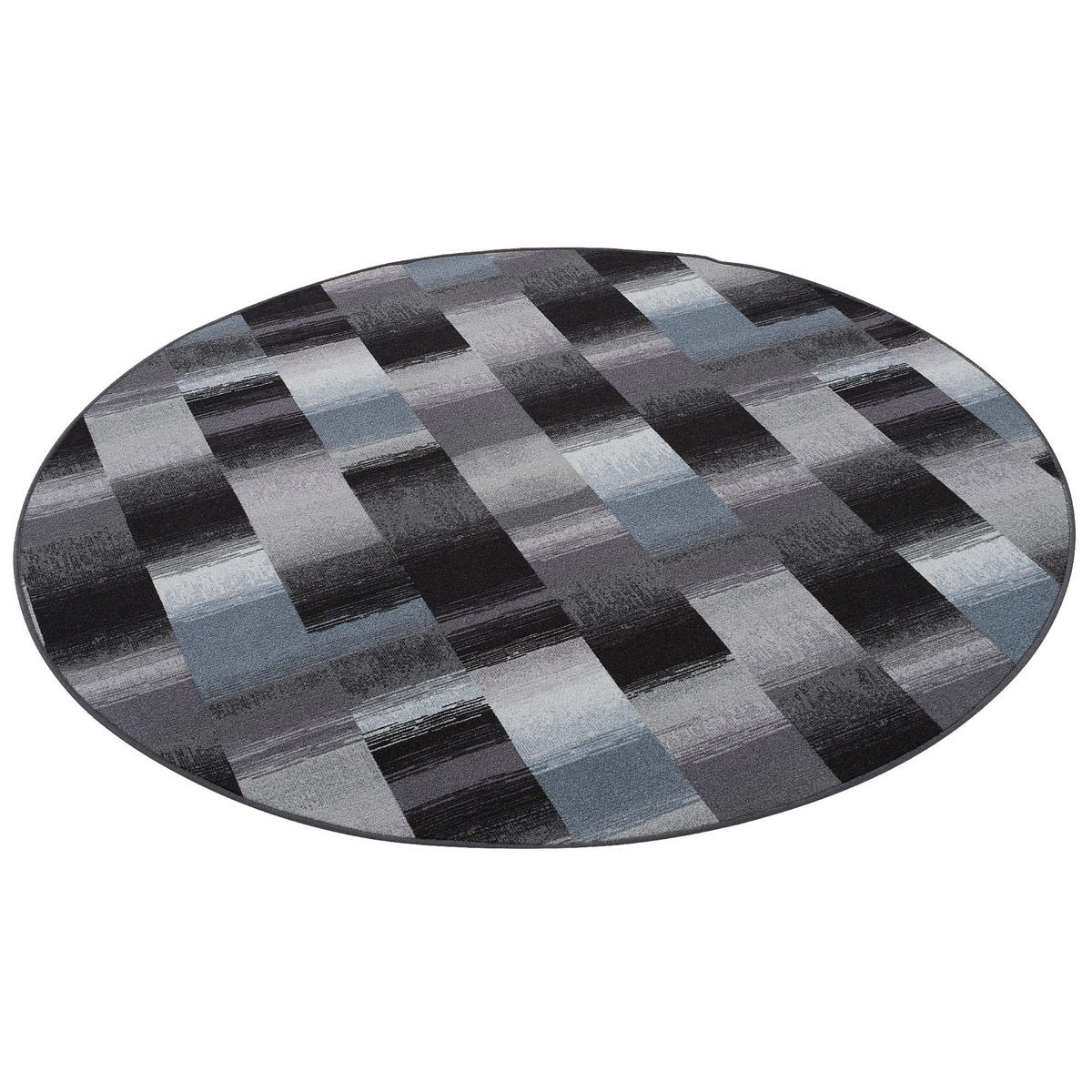 DESIGNER VELOUR TEPPICH MYSTIC KARO RUND - Blau/Grau, Textil (160/160cm) - Snapstyle
