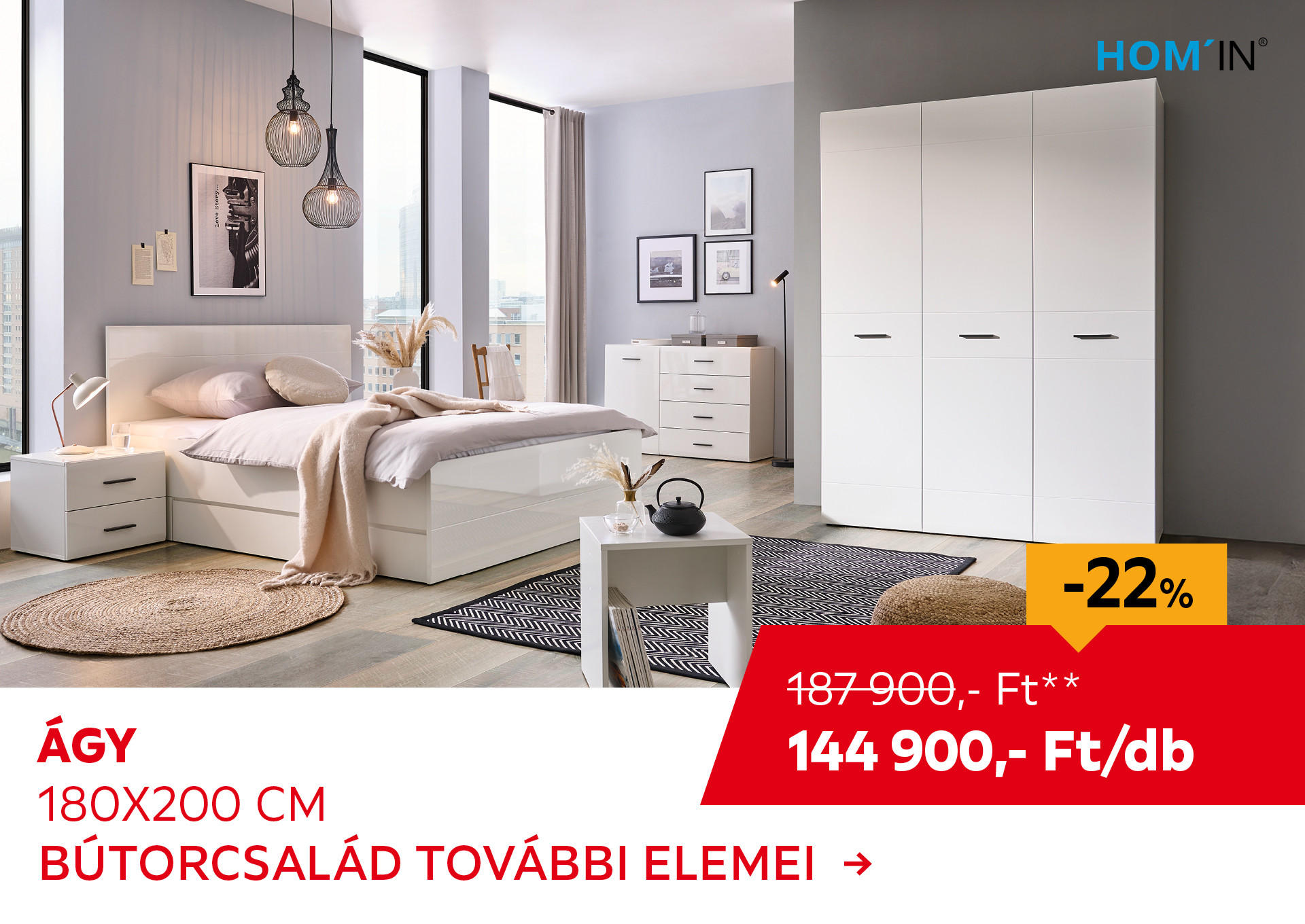 ÁGY 180X200 CM Kiemelt termék 187900 Ft.- helyett 144900 Ft.-