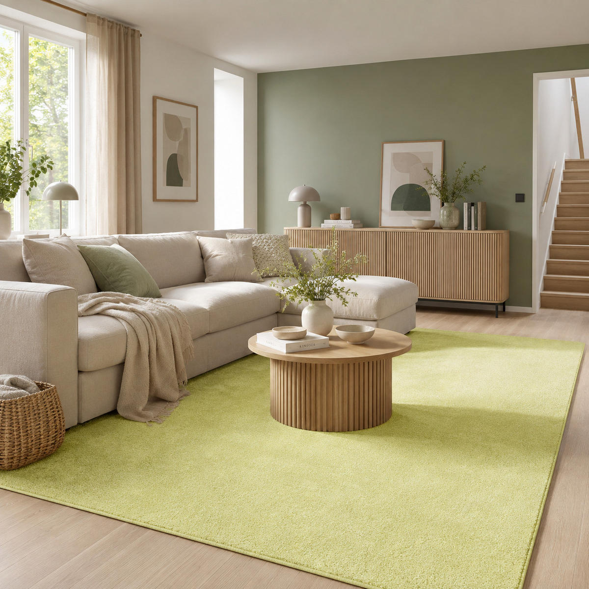 HOCHFLOR VELOURS TEPPICH LUNA - Limette, Textil (80/240cm) - Snapstyle