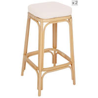 BARHOCKER 2er-Set Rattan Beige - Beige, Holz (43/66/43cm) - Nordlys