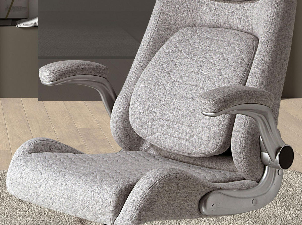 CHEFSESSEL Drehbarer Bürostuhl aus grauem Stoff 73/69/114 cm - Silberfarben/Grau, Kunststoff/Textil (73/114/69cm) - ANGEL CERDA