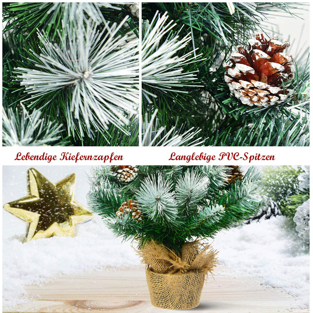 WEIHNACHTSBAUM Mini Tisch Tannenform mit Zementbasis 60 cm grün - Grün, Kunststoff (60cm) - COSTWAY