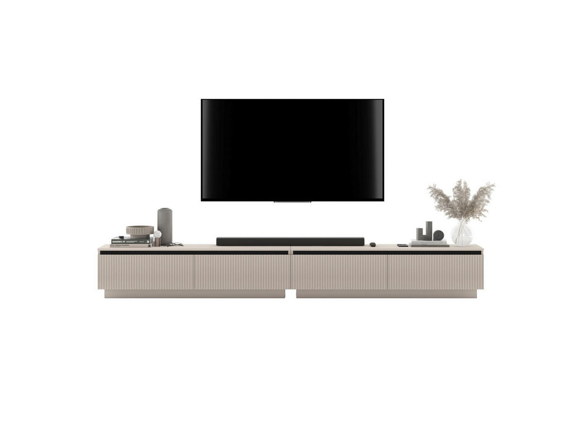 TV-LOWBOARD 2-er Set Selene Kachmir matt geriffelte Fronten 140 cm - Kaschmir, Holzwerkstoff (280/37/35cm) - Meble Lindner