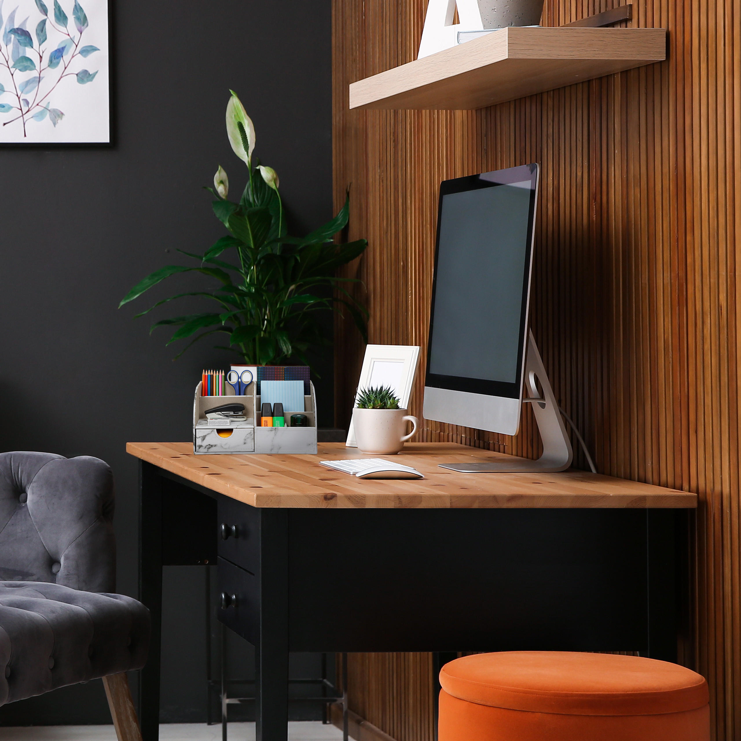 SCHREIBTISCH-ORGANIZER - Multicolor, Holzwerkstoff/Kunststoff (14.5/28/14.5cm) - Relaxdays