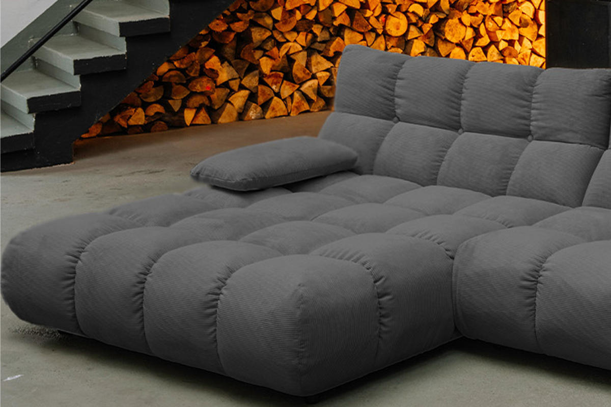 ECKSOFA VIVIEN Anthrazit Cord - Anthrazit/Schwarz, Kunststoff/Textil (290/178cm) - KAWOLA