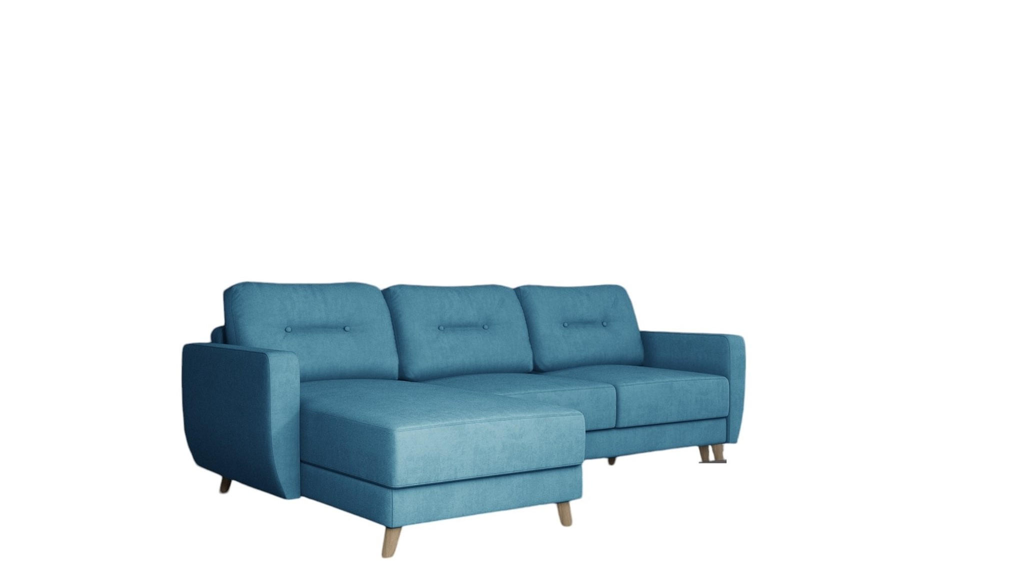 ECKSOFA Marlies In Opera Velvet - Blau, Holzwerkstoff/Textil (233/140cm) - Fun Möbel