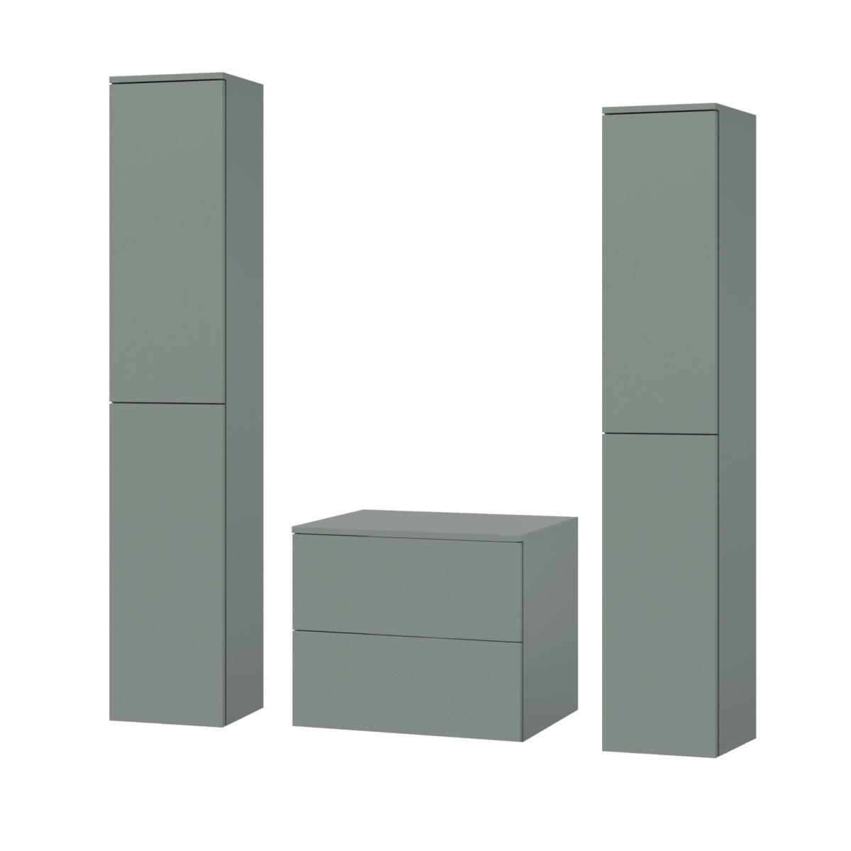 BADMÖBEL-SET Color Aloe 3-Teilig (2S 60 + 2D 160 X2) - Dunkelgrün, Holzwerkstoff (140/160/45cm) - mzm24