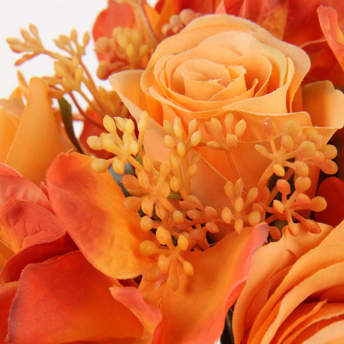 KUNSTBLUMENSTRAUSS 2er Set Hortensie Rosenbouquet Höhe 30cm Orange - Orange, Kunststoff (10cm)