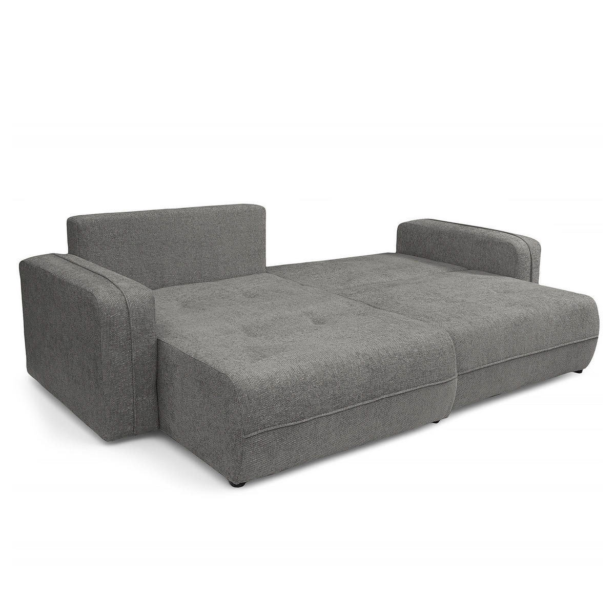 ECKSOFA mit Schlaffunktion - 244 cm - Anthrazit/Schwarz, Kunststoff/Textil (244/145cm) - home24