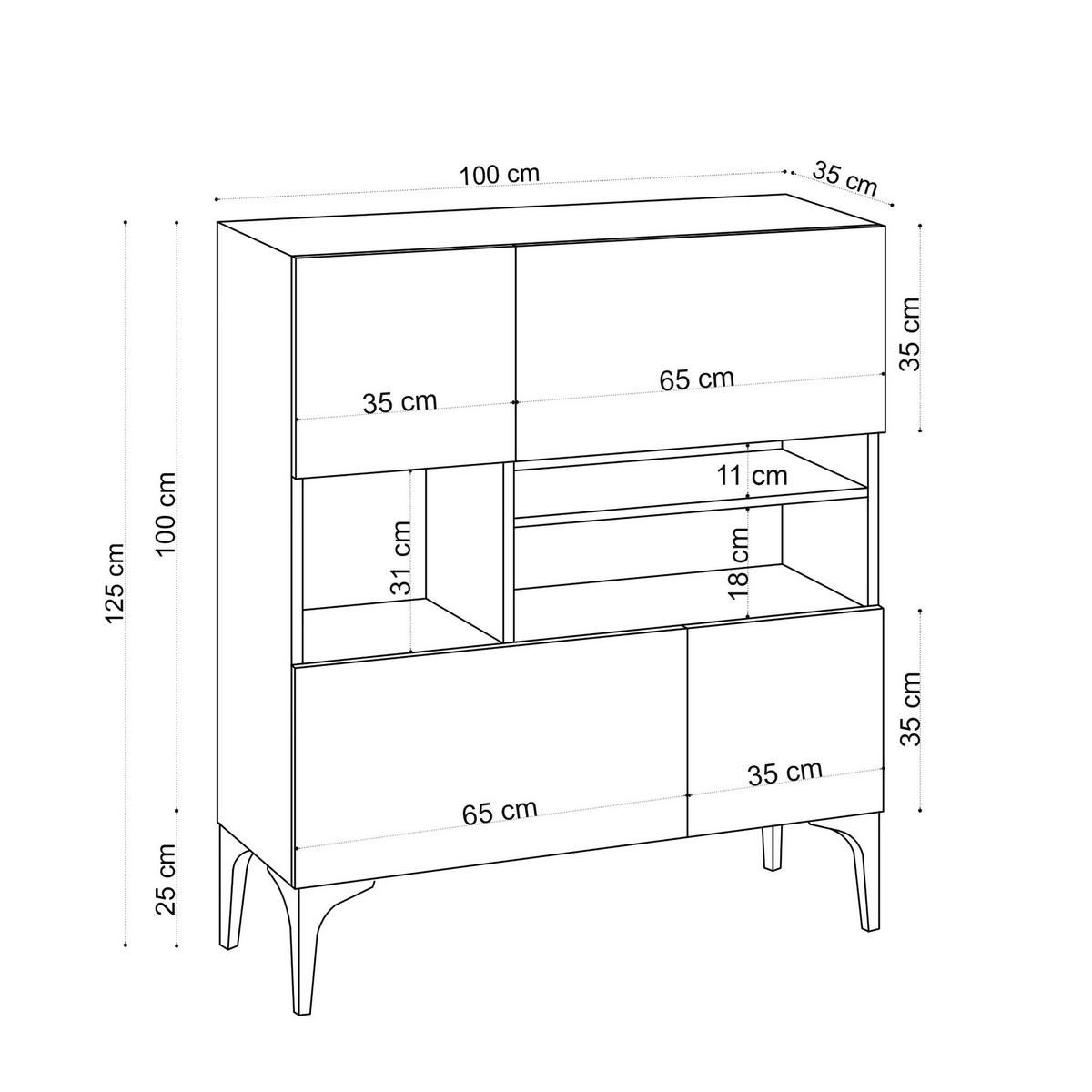 SIDEBOARD krista beige - Eichefarben, Holz (100/125/35cm) - Habitat Garten