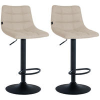 BARHOCKER 2er Set James Stoff schwarz creme - Schwarz/Naturfarben, Textil/Metall (43/108.5/46.5cm) - TPFLiving