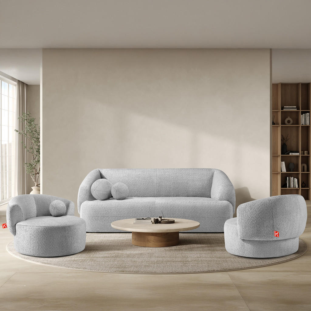 Thumbnail - Konsimo® Drehsessel, Grau, Textil, 105x76x100 cm, Wohnzimmer, Sessel, Polstersessel