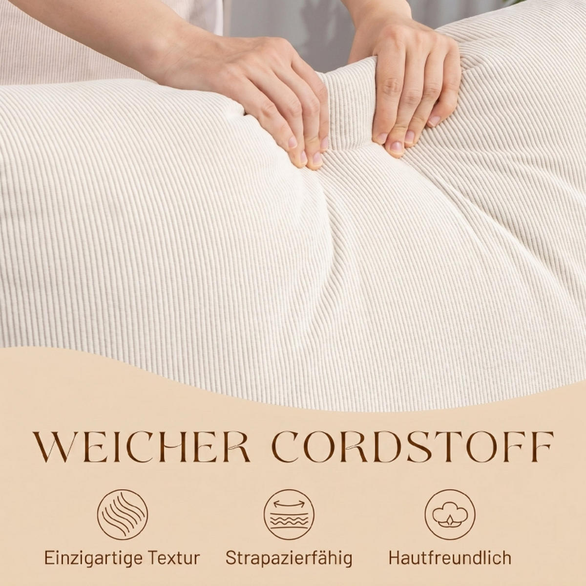 SCHAUKELSTUHL Weiß Schlingengewebe mit USB-Ladeanschluss, verstellbarer Fußstütze und Seitentaschen - Weiß, Textil (121.5/102/66.5cm) - Oxeza
