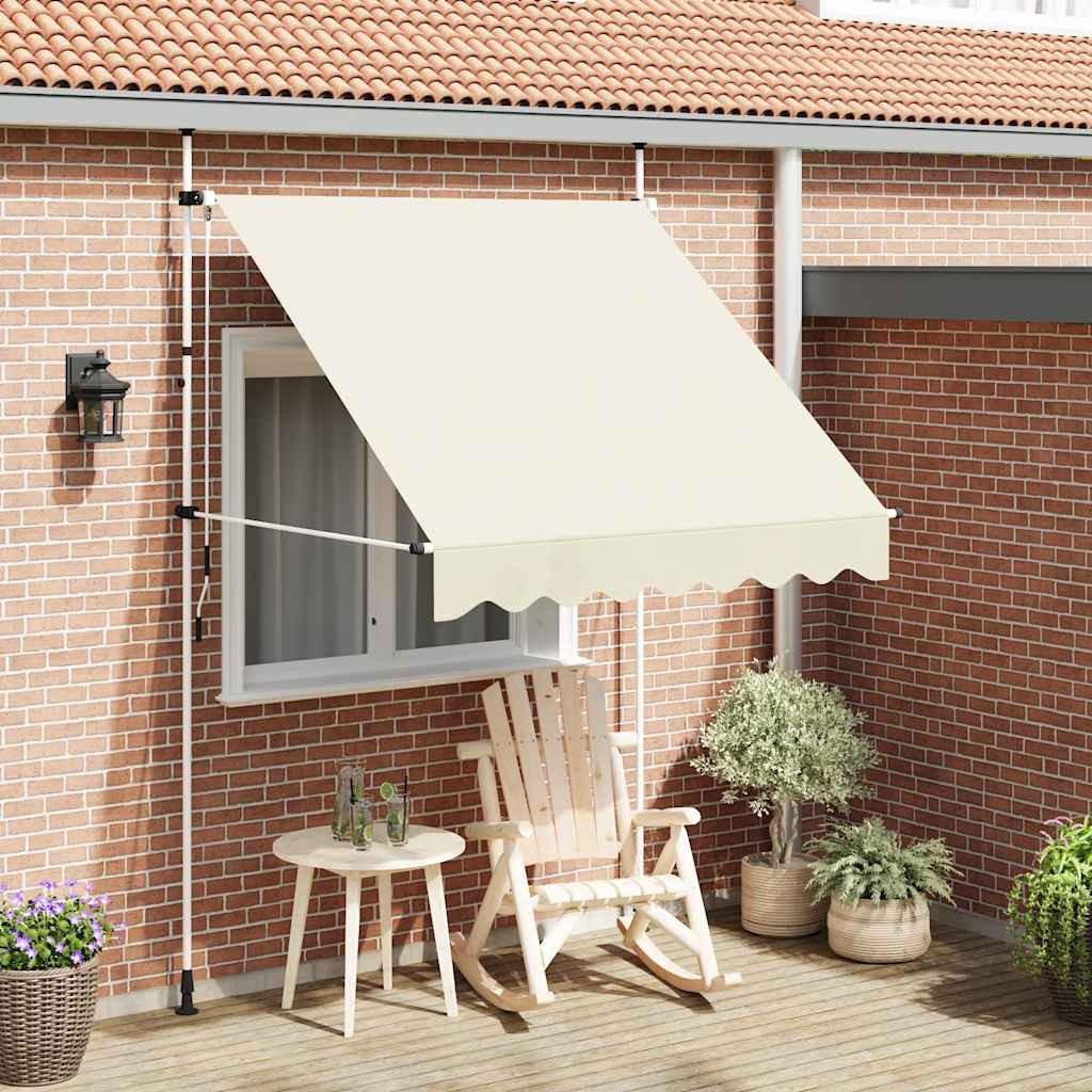 EINZIEHBARE Markise Handbetrieben 200 cm Cremeweiß - Creme, Textil (200/1/1cm) - furnicato