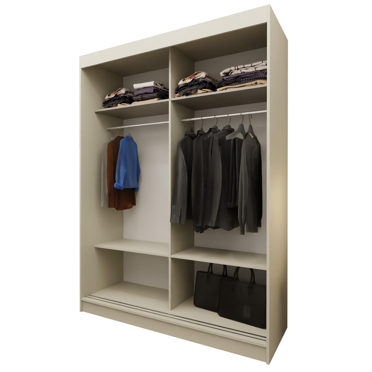SCHWEBETÜRENSCHRANK Vex 150 cm mit Spiegel, 2-türig, kaschmir - Kaschmir, Kunststoff (150/216/61cm) - Margaret Hadas24