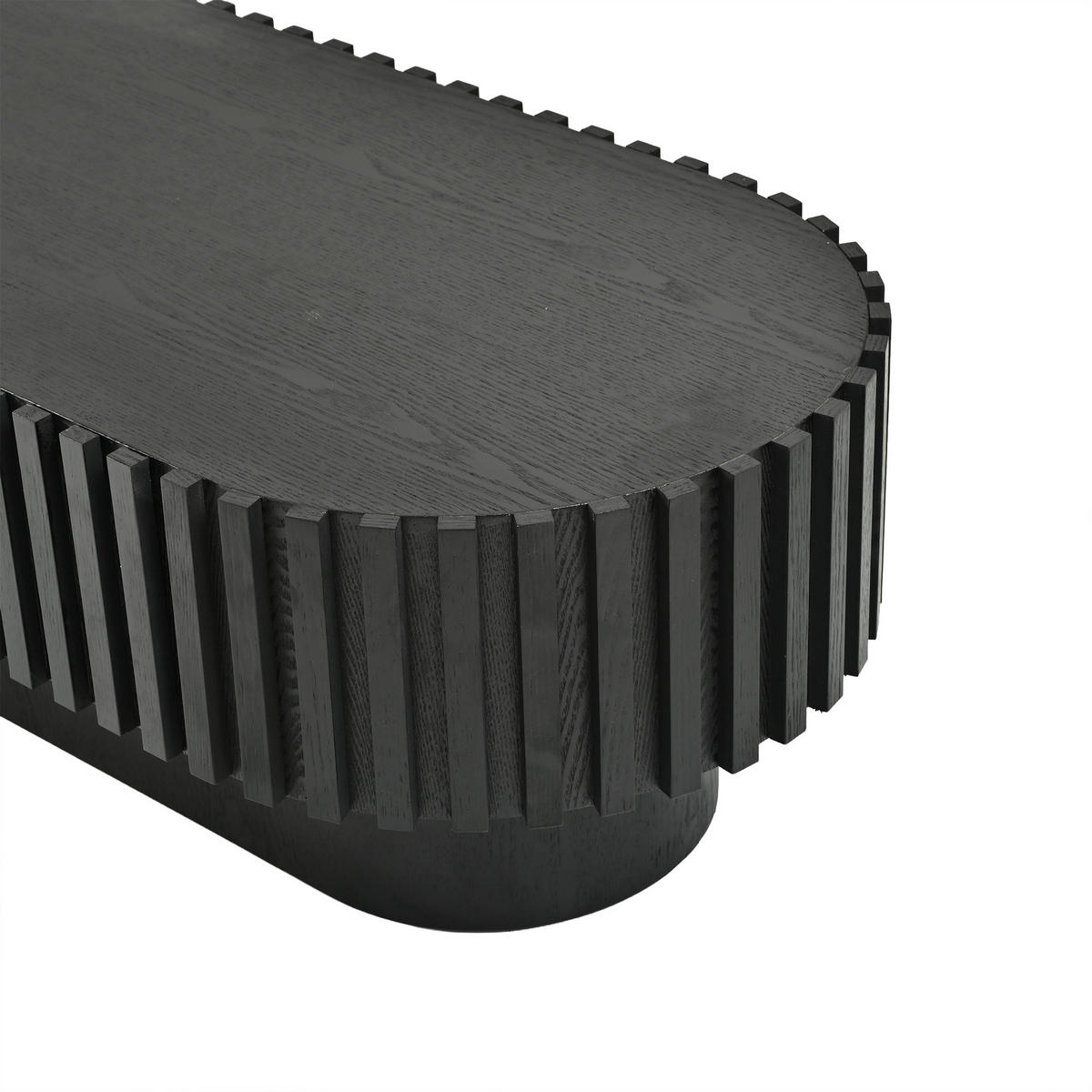 COUCHTISCH 100/50/35,5 cm mit Schublade und Lamellenoptik in Schwarz - Schwarz, Holzwerkstoff (50/100/35.5cm) - CHICFURN