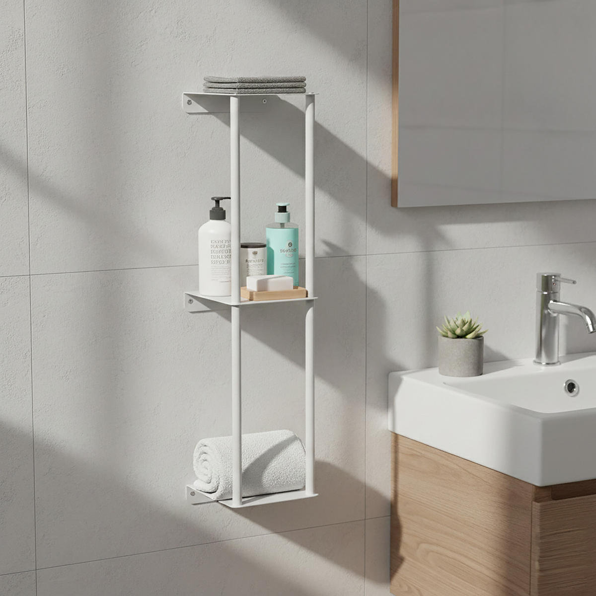 STENOVÝ vešiak na uteráky - biela, kov (20/83.5/20cm) - Relaxdays