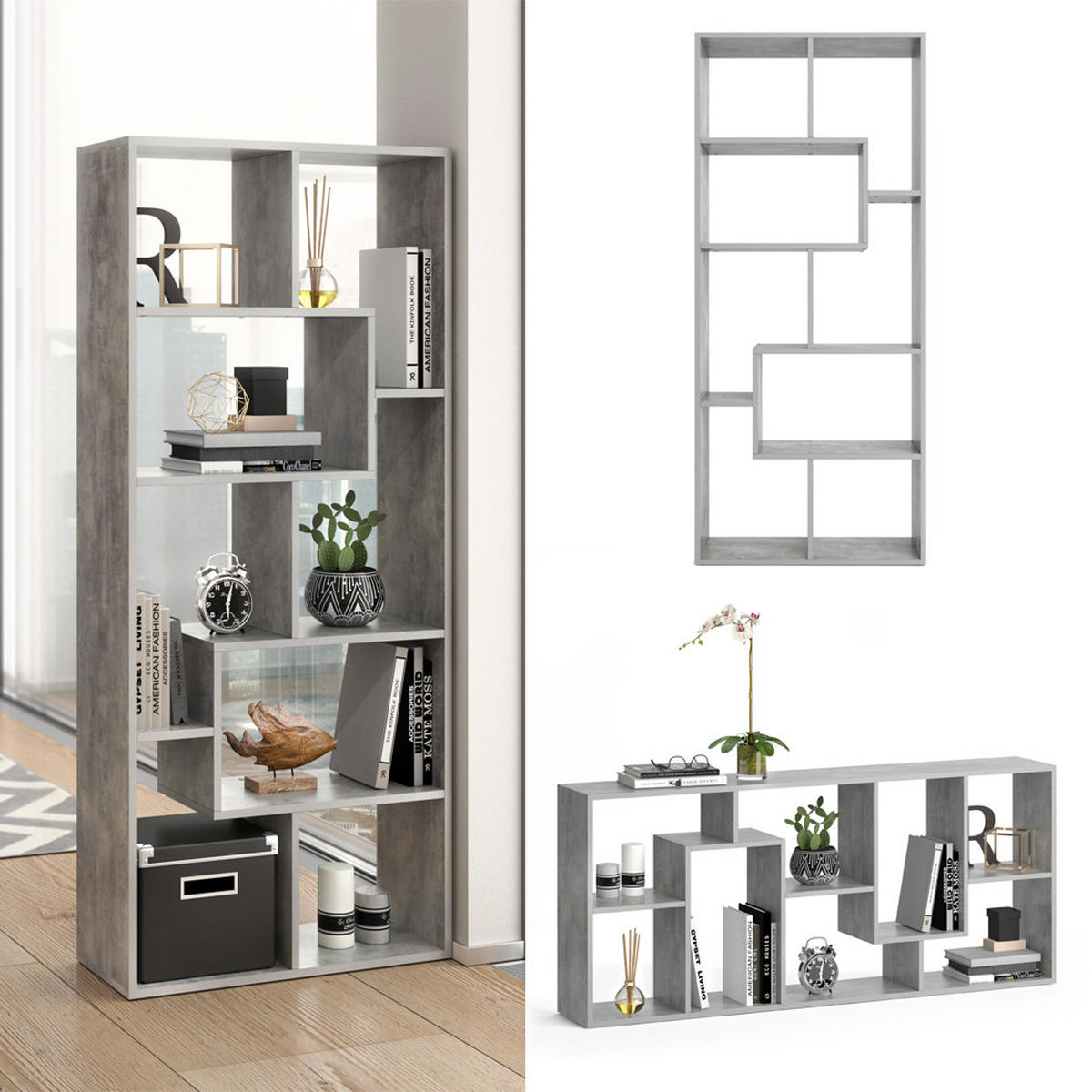 RAUMTEILER Noa Grau 160.6 x 67.2 cm - Grau, Holzwerkstoff (160.6/67.2/25cm) - Vicco