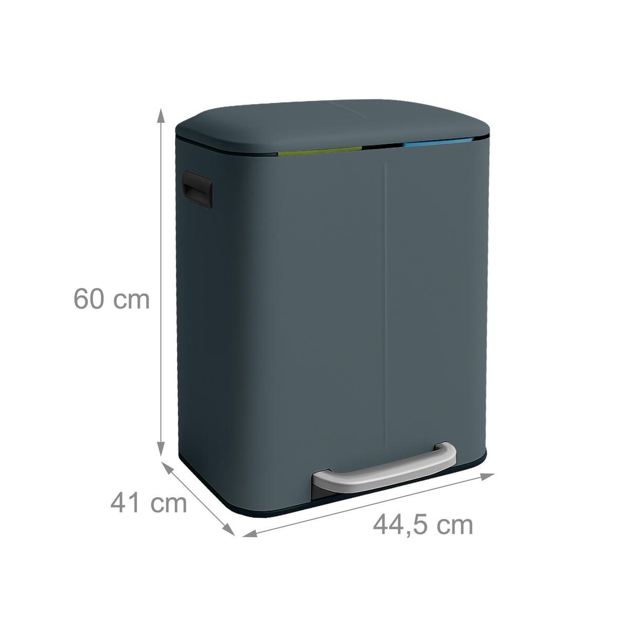 MÜLLEIMER - Grau, Kunststoff/Metall (44.5/60/41cm) - Relaxdays