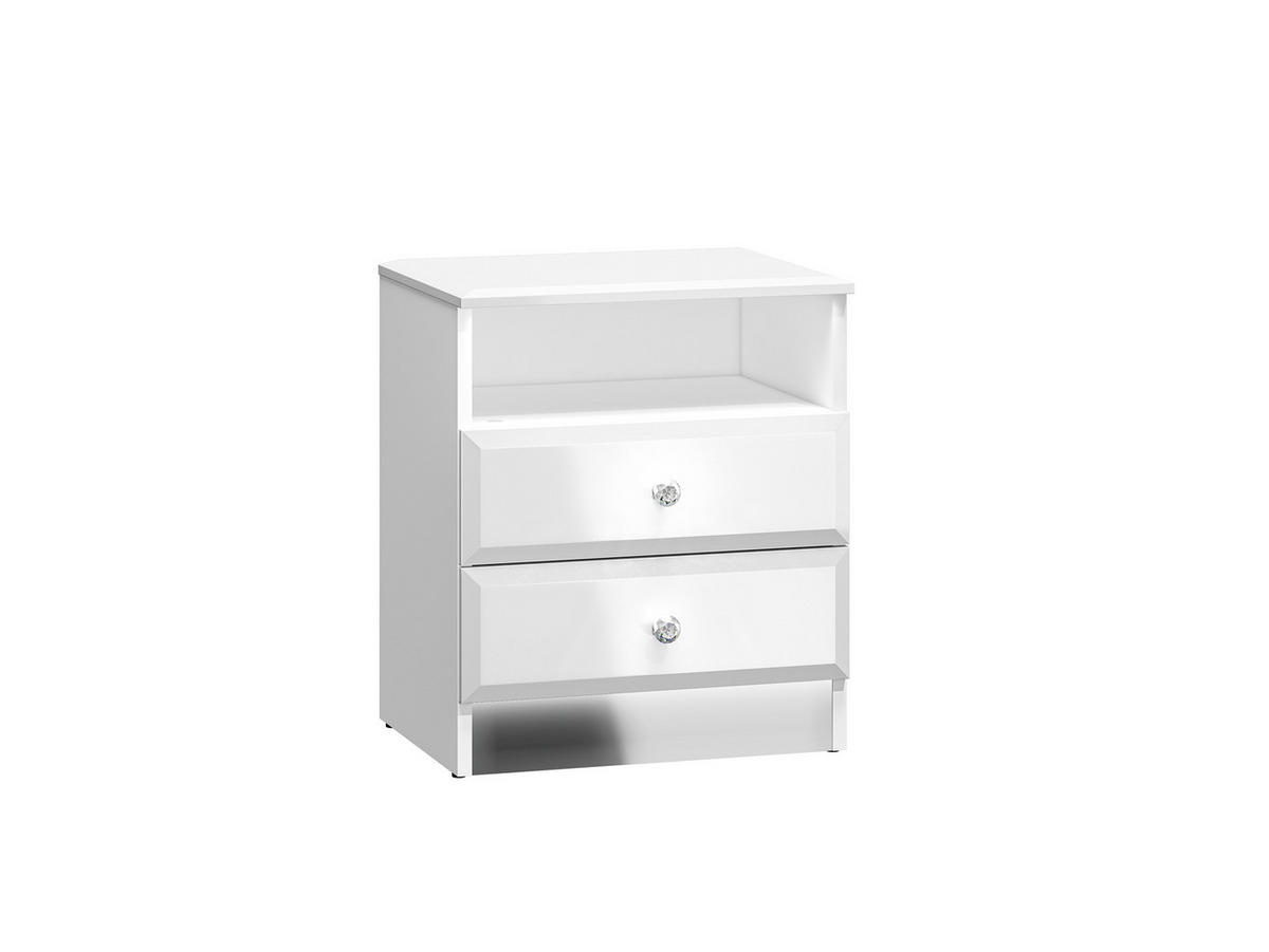 NACHTKONSOLE Glamour weiß / weiß hochglanz 45 / 34 / 53cm - Weiß, Glas/Holz (45/53/34cm) - Feldmann-Wohnen