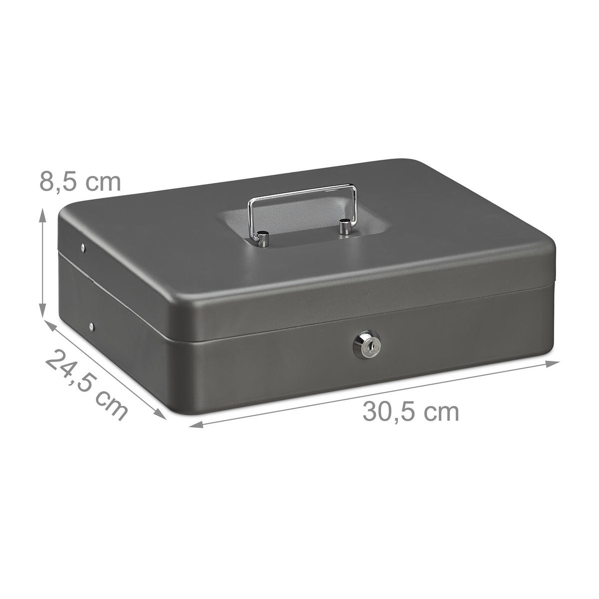 GELDKASSETTE - Grau, Kunststoff/Metall (30.5/8.5/24.5cm) - Relaxdays