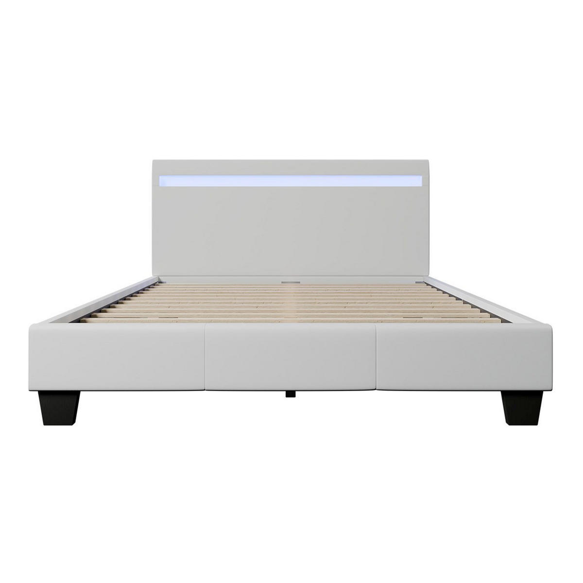 POLSTERBETT Paris mit Matratze und LED weiß 120x200cm - Weiß, Textil (120/200cm) - Juskys