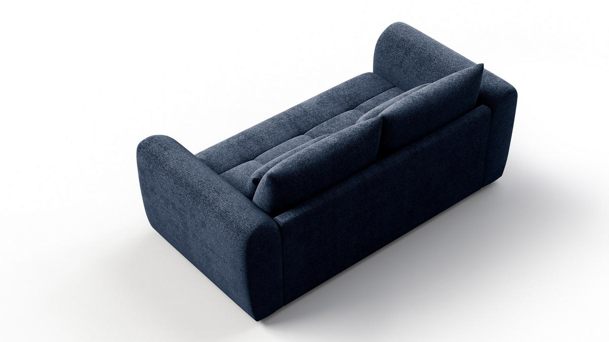 SOFA SORENO 3-Sitzer, dunkelblau - Schwarz/Dunkelblau, Holz/Textil (214/94/114cm) - Courtois Laville
