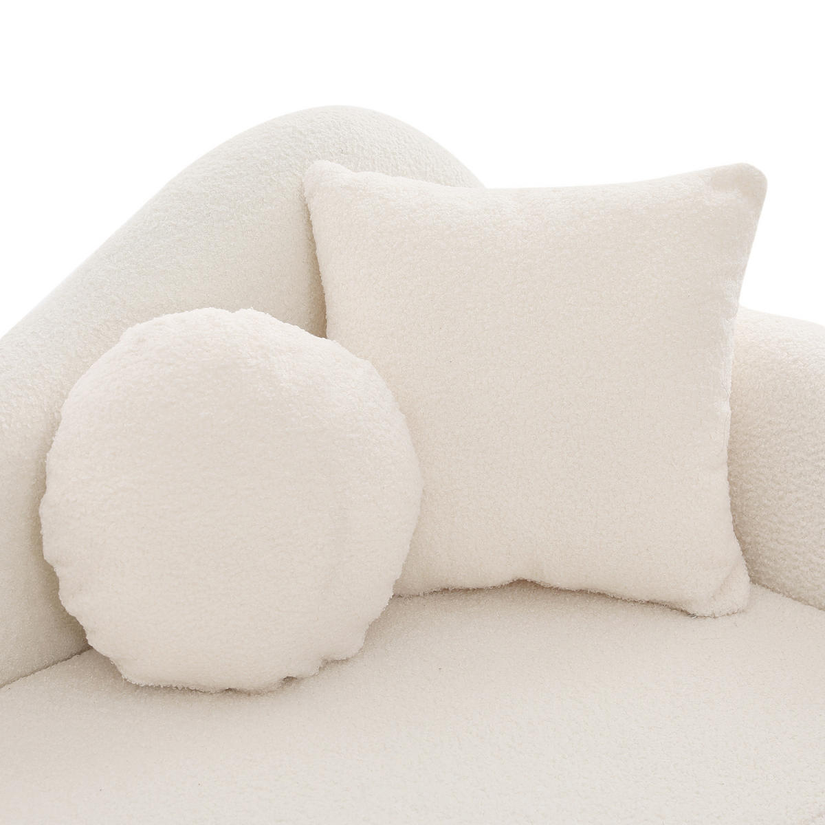 CHAISELONGUE Weiß mit Stauraum und geschwungener Rückenlehne, Lammfell-Optik - Goldfarben/Weiß, Holzwerkstoff/Textil (64/70/134cm) - CHICFURN