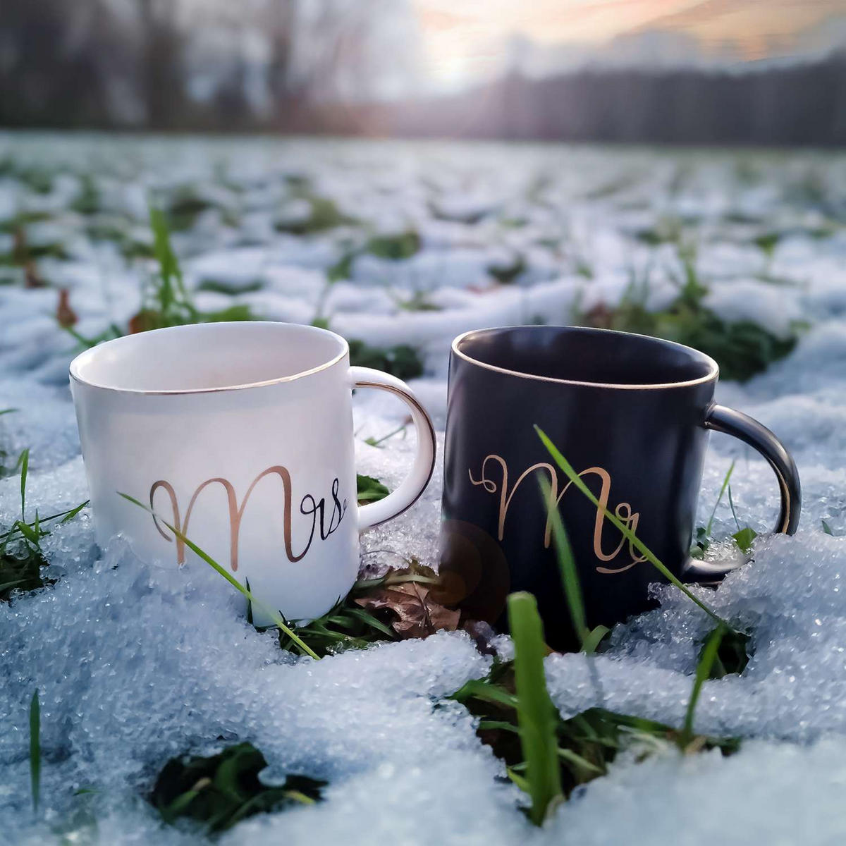 KAFFEETASSE mit Goldrand und Aufschrift Mr 300 ml - Schwarz, Keramik (0.3L) - Intirilife