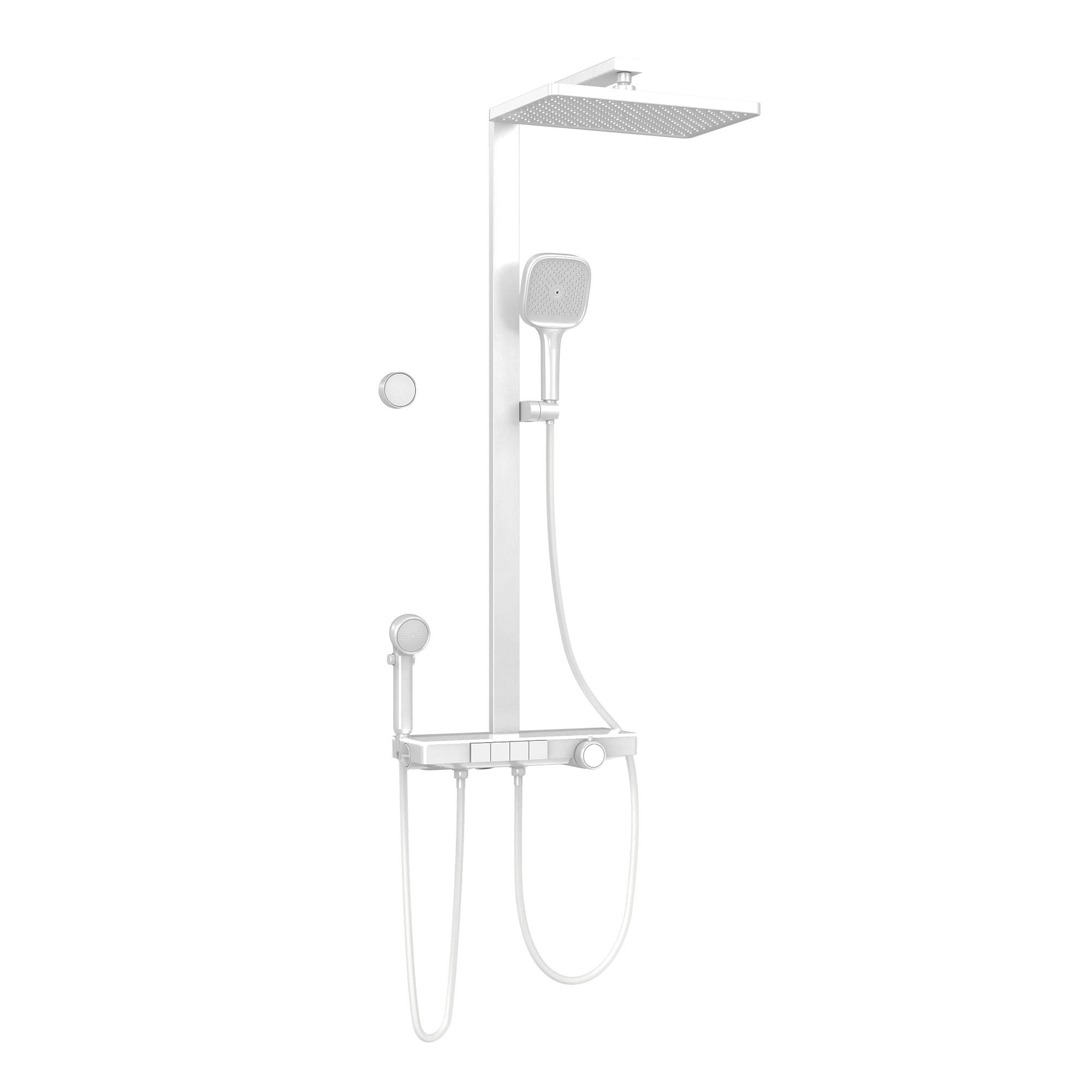 ÜBERKOPFBRAUSESET mit Handbrause Thermostat Weiß - Weiß, Metall (40/113/58cm) - EMKE