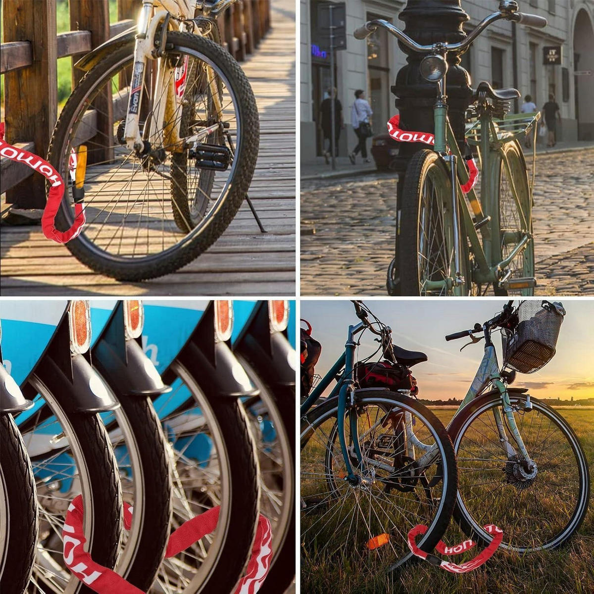 FAHRRADSCHLOSS Kettenschloss 100 cm Rot mit 2 Schlüsseln - Multicolor, Metall (5/3.5/50cm)