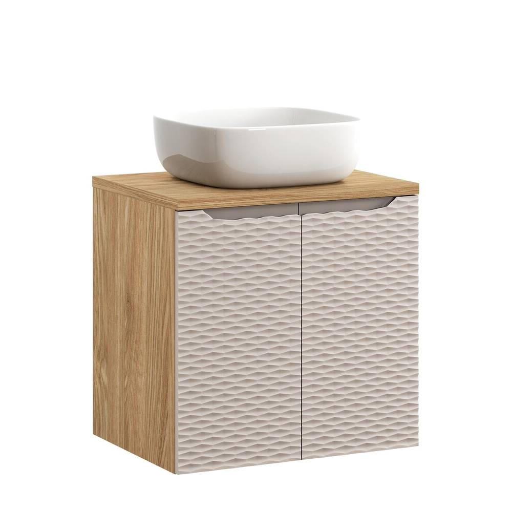 WASCHTISCHKOMBI 60cm 3 Teile - Ocean Beige O BM440 in Beige / Geölter Eiche - Beige, Holz/Keramik (60/57/46cm)