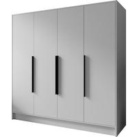 KLEIDERSCHRANK Mono Bis im Skandi-Stil, Drehtüren mit Schwarze Metallgriffe, Weiß 200/200/51 cm - Weiß, Holzwerkstoff (200/200/51cm) - WFL GROUP