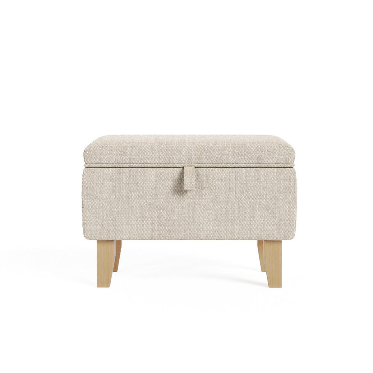 POLSTERHOCKER 49/33/35 cm Stauraum Holzbeine Leinen Beige - Beige/Naturfarben, Holz/Textil (49/35/33cm) - Livingandhome