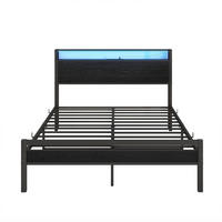 BETT 140/200 cm DE-33031 mit USB und LED-Beleuchtung Schwarz - Schwarz, Metall (140/200cm) - ComfortXL