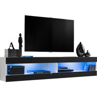 WOHNWAND TIVOLI SET4-WHITE/BLACK+BLU Offener Raum Weiß Schwarz - Schwarz/Weiß, Holzwerkstoff/Kunststoff (200/41/35cm) - Komodee