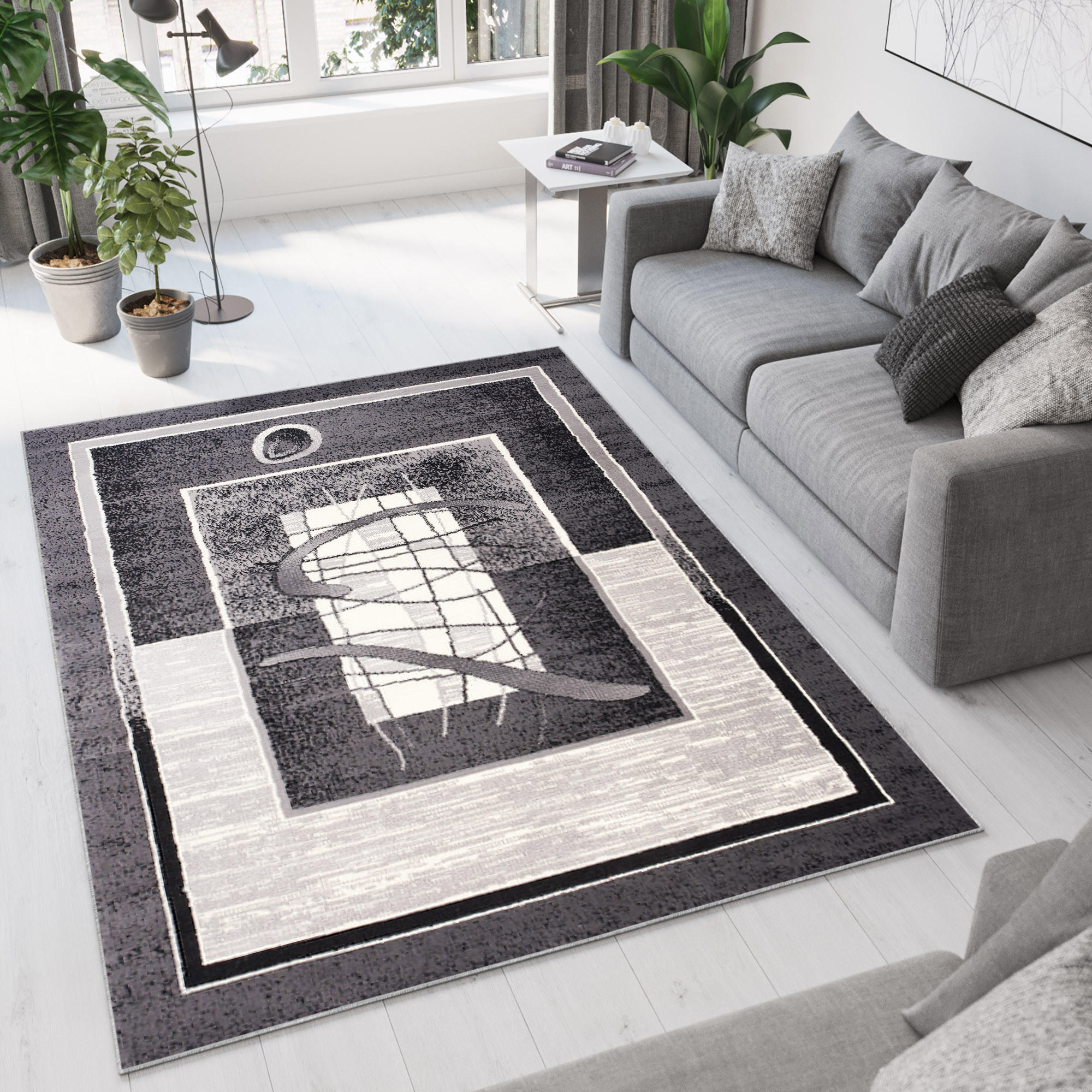 TEPPICH DREAM Dunkelgrau Weiß 250/300 cm - Dunkelgrau/Weiß, Textil (250/300cm) - Tapiso