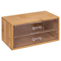 SCHMUCKBOX Selena mit 2 Schubladen, Bambus, Kunststoff, 19 x 11.7 x 9.6 - Beige, Holz (9.6/11.5/19cm) - 5five Simply Smart