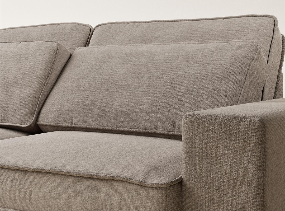 ECKSOFA Kirou Grau braun Chenille-Stoff - Links Seite - Graubraun/Schwarz, Holz/Holzwerkstoff (225/311cm) - Maison de Reve